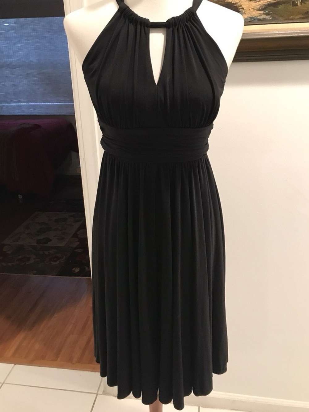Suzi Chin for Maggy Boutique Black Halter Midi Dress size 10